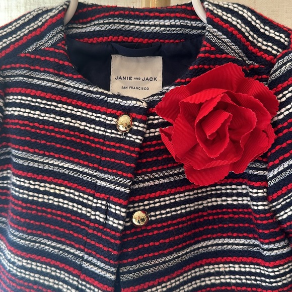 Janie and Jack Girls tweed 2T Jacket Red White - Picture 2 of 5